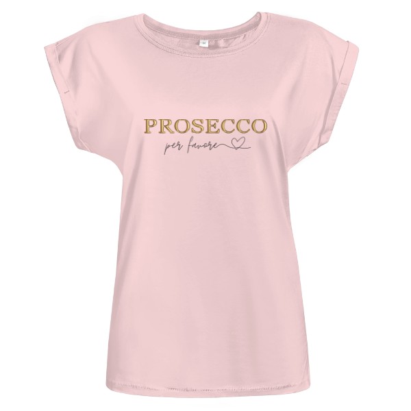 Tričko s potiskem Prosecco per favore na světlý podklad